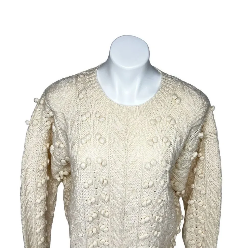 Vintage Frankenmuth Woolen Mill cream colored hand knit crew neck wool sweater s